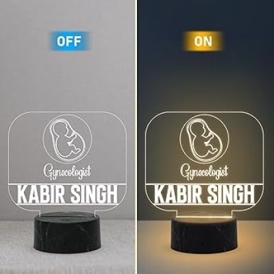 Gynecologist Doctor Desk Name Plate Night Lamp with Warm White Light Customized with Name Gift for Kids Doctors Ideal for Home Office Clinic Decor