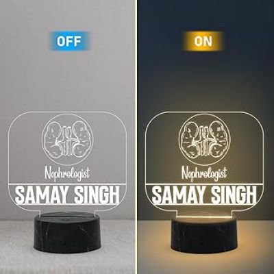 Nephrologist Doctor Desk Name Plate Night Lamp with Warm White Light Customized with Name Gift for Kidney Doctors Ideal for Home Office Clinic Decor
