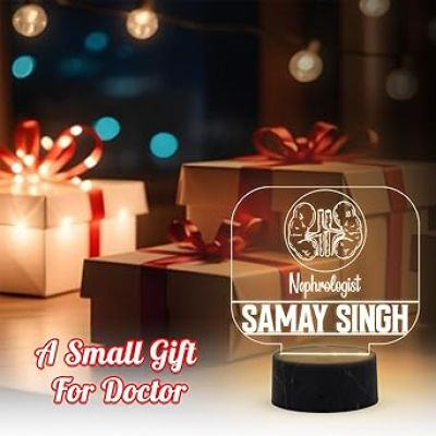 Nephrologist Doctor Desk Name Plate Night Lamp with Warm White Light Customized with Name Gift for Kidney Doctors Ideal for Home Office Clinic Decor