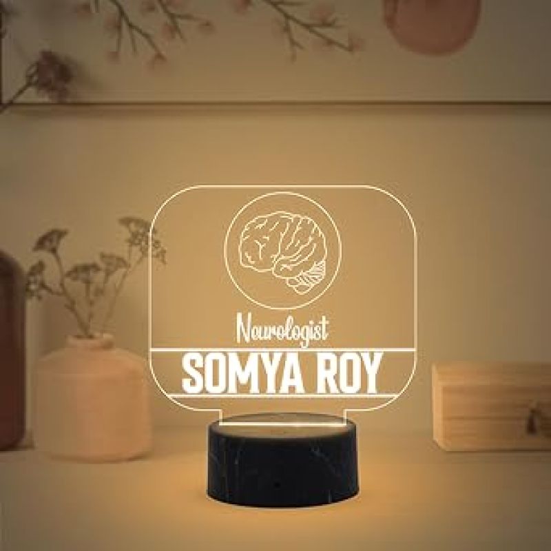 Nephrologist Doctor Desk Name Plate Night Lamp with Warm White Light Customized with Name Gift for Brain Doctors Ideal for Home Office Clinic Decor