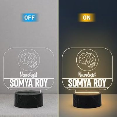 Nephrologist Doctor Desk Name Plate Night Lamp with Warm White Light Customized with Name Gift for Brain Doctors Ideal for Home Office Clinic Decor