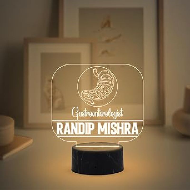 Nephrologist Doctor Desk Name Plate Night Lamp with Warm White Light Customized with Name Gift for Stomach Doctors Ideal for Home Office Clinic Decor