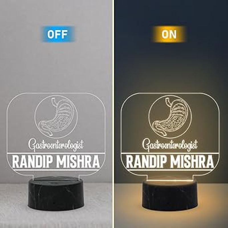 Nephrologist Doctor Desk Name Plate Night Lamp with Warm White Light Customized with Name Gift for Stomach Doctors Ideal for Home Office Clinic Decor