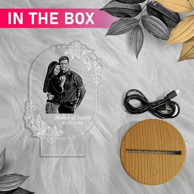 Couple Photo Night Lamp with Warm White Light Customized Photo, Name & Date Birthday Gift for Someone Special Anniversary Gift for Husband Wife Friends Parents & Bhaiya Bhabhi