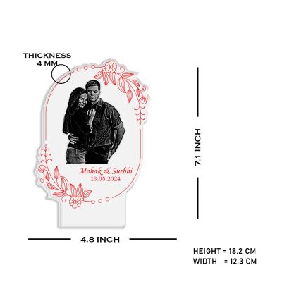 Couple Photo Night Lamp with Warm White Light Customized Photo, Name & Date Birthday Gift for Someone Special Anniversary Gift for Husband Wife Friends Parents & Bhaiya Bhabhi