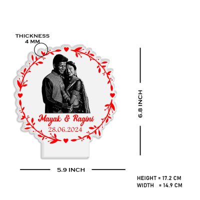 Couple Photo Night Lamp with Warm White Light Customized Photo, Name & Date Birthday Gift for Someone Special Anniversary Gift for Husband Wife Friends Parents & Bhaiya Bhabhi