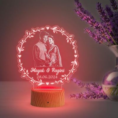 Couple Photo Night Lamp with Multicolored Light Customized Photo, Name & Date Birthday Gift for Someone Special Anniversary Gift for Husband Wife Friends Parents & Bhaiya Bhabhi