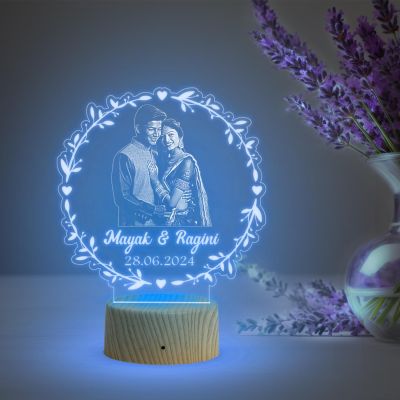 Couple Photo Night Lamp with Multicolored Light Customized Photo, Name & Date Birthday Gift for Someone Special Anniversary Gift for Husband Wife Friends Parents & Bhaiya Bhabhi