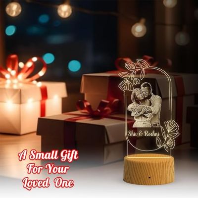 Couple Photo Night Lamp with Warm White Light Customized Name & Photo Birthday Gift for Someone Special Anniversary Gift for Husband Wife Friends Parents & Bhaiya Bhabhi