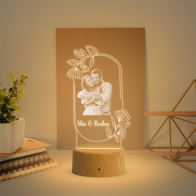 Couple Photo Night Lamp with Warm White Light Customized Name & Photo Birthday Gift for Someone Special Anniversary Gift for Husband Wife Friends Parents & Bhaiya Bhabhi