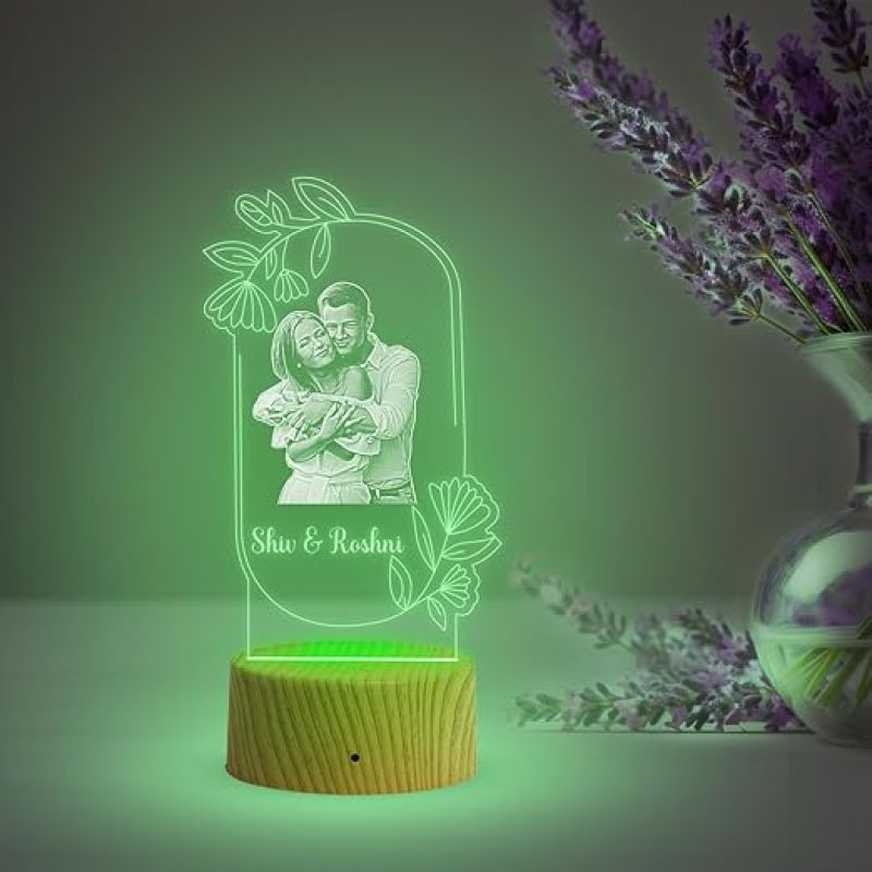 Couple Photo Night Lamp with Multicolored Light Customized Photo & Name Birthday Gift for Someone Special Anniversary Gift for Husband Wife Friends Parents & Bhaiya Bhabhi