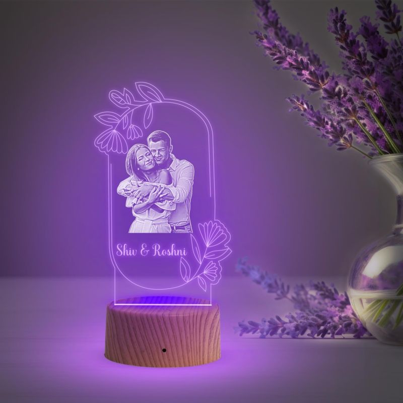Couple Photo Night Lamp with Multicolored Light Customized Photo & Name Birthday Gift for Someone Special Anniversary Gift for Husband Wife Friends Parents & Bhaiya Bhabhi