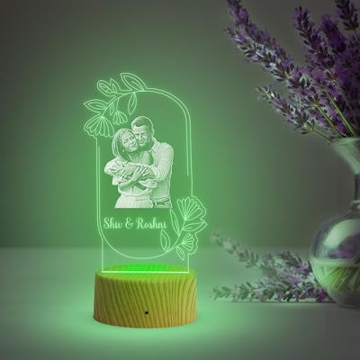 Couple Photo Night Lamp with Multicolored Light Customized Photo & Name Birthday Gift for Someone Special Anniversary Gift for Husband Wife Friends Parents & Bhaiya Bhabhi