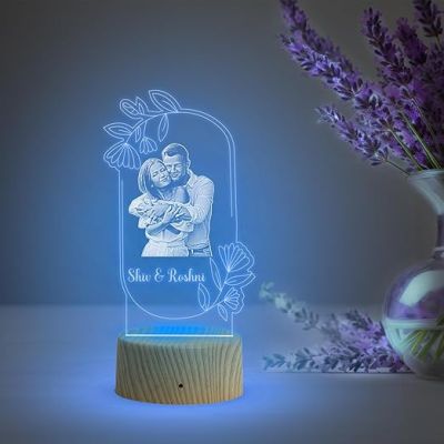 Couple Photo Night Lamp with Multicolored Light Customized Photo & Name Birthday Gift for Someone Special Anniversary Gift for Husband Wife Friends Parents & Bhaiya Bhabhi
