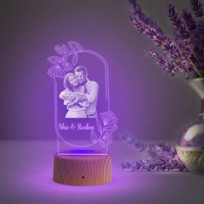 Couple Photo Night Lamp with Multicolored Light Customized Photo & Name Birthday Gift for Someone Special Anniversary Gift for Husband Wife Friends Parents & Bhaiya Bhabhi