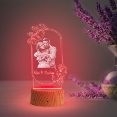 Couple Photo Night Lamp with Multicolored Light Customized Photo & Name Birthday Gift for Someone Special Anniversary Gift for Husband Wife Friends Parents & Bhaiya Bhabhi