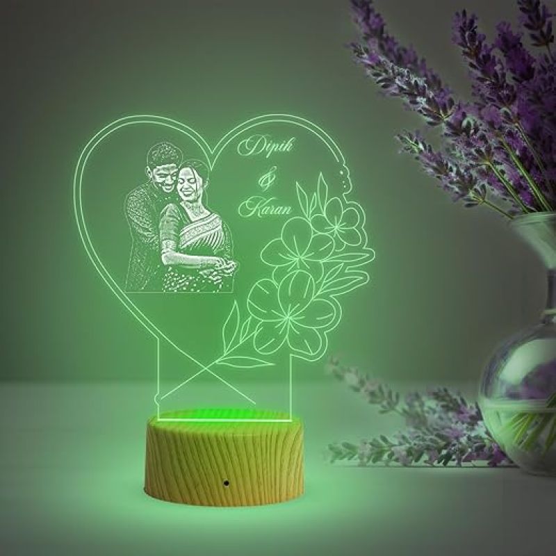 Couple Photo Night Lamp with Multicolored Light Customized Photo & Name Birthday Gift for Someone Special Anniversary Gift for Husband Wife Friends Parents & Bhaiya Bhabhi (Design 5)