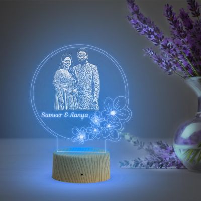 Couple Photo Night Lamp with Multicolored Light Customized Name & Photo Birthday Gift for Someone Special Anniversary Gift for Husband Wife Friends Parents & Bhaiya Bhabhi (Design 6)