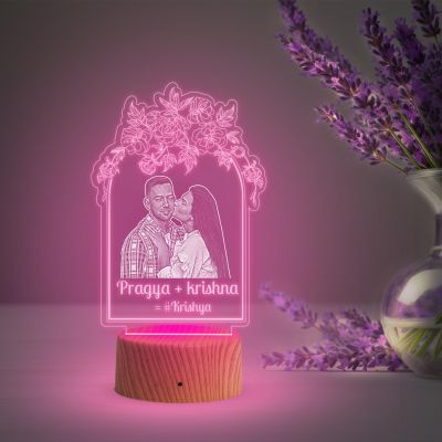 Couple Photo Night Lamp with Multicolored Light Customized Photo & Name Birthday Gift for Someone Special Anniversary Gift for Husband Wife Friends Parents & Bhaiya Bhabhi (Design 7)