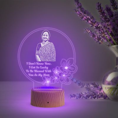 Mom Photo Night Lamp with Multicolored Light Customized with Photo & Message Mothers Day Gift for Mom | Birthday Gift for Mom from Daughter & Son