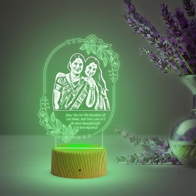 Mom & Daughter Photo Night Lamp with Multicolored Light Customized with Photo & Message Mothers Day Gift for Mom Birthday Gift for Mom from Daughter
