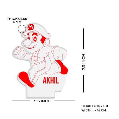 3D Illusion Mario Cartoon Character's Night Lamp Automatic Color Changing Light Customized Name Best Birthday Gift for Children Girls Boys Kids Room Decor