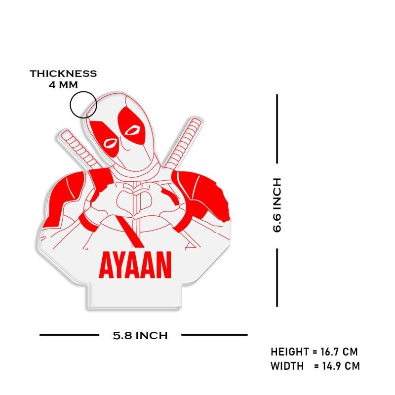 Deadpool Avengers Night Lamp with Warm White Light Customized with Name Gift for Avengers Lover Birthday Gift & Room Decor for Kids