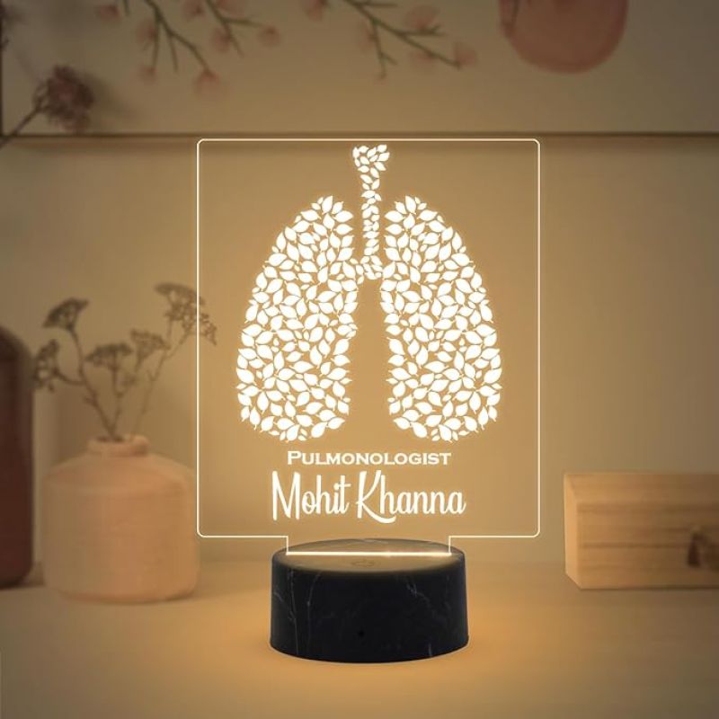 3D Illusion Pulmonologist Doctor Night Lamp with Warm White Light Customized with Name Thankyou Gift for Lungs Specialist Doctor & Home Office Clinic Decor