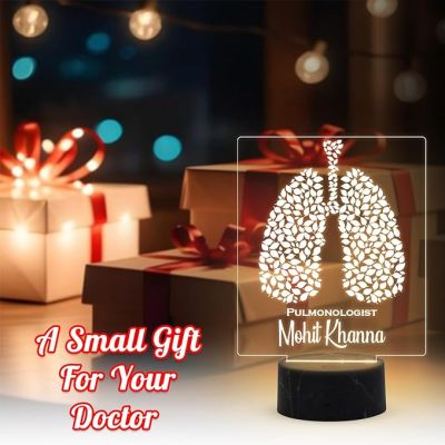 3D Illusion Pulmonologist Doctor Night Lamp with Warm White Light Customized with Name Thankyou Gift for Lungs Specialist Doctor & Home Office Clinic Decor