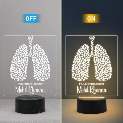 3D Illusion Pulmonologist Doctor Night Lamp with Warm White Light Customized with Name Thankyou Gift for Lungs Specialist Doctor & Home Office Clinic Decor