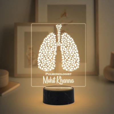 3D Illusion Pulmonologist Doctor Night Lamp with Warm White Light Customized with Name Thankyou Gift for Lungs Specialist Doctor & Home Office Clinic Decor