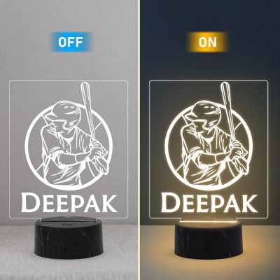 Personalized Baseball Night Lamp with Warm White Light Customized with Name Birthday Gift for Baseball Player & Lover Boy Room  Decor