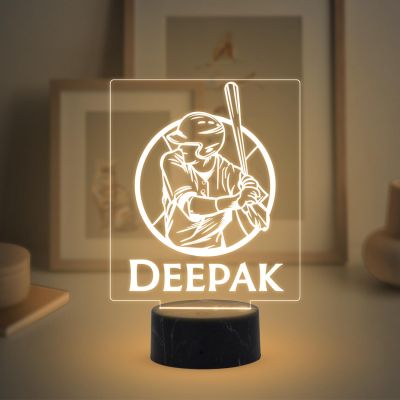 Personalized Baseball Night Lamp with Warm White Light Customized with Name Birthday Gift for Baseball Player & Lover Boy Room  Decor