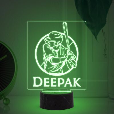 Personalized Baseball Night Lamp with Multicolored Light Customized with Name Birthday Gift for Baseball Player & Lover Boy Room Decor