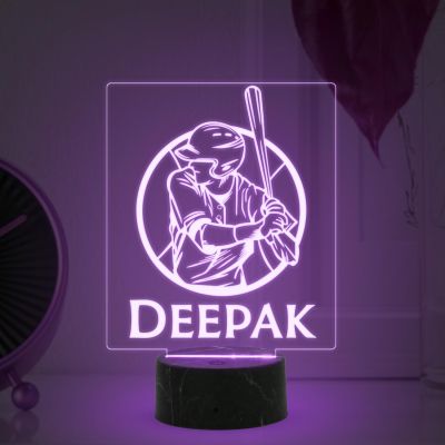 Personalized Baseball Night Lamp with Multicolored Light Customized with Name Birthday Gift for Baseball Player & Lover Boy Room Decor