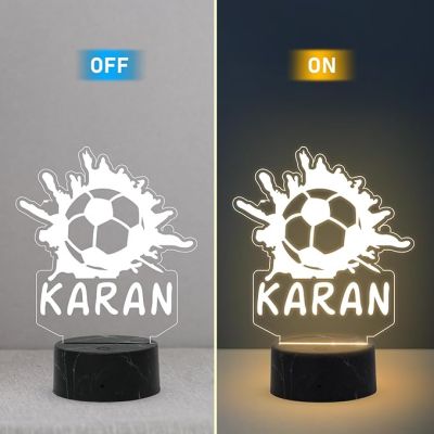 Personalized Football Night Lamp with Warm White Light Customized Name Birthday Gifts for Footballer Men Women Player Showpiece for Kids Room, Home, Living Room Decor Gift for Sports Lovers