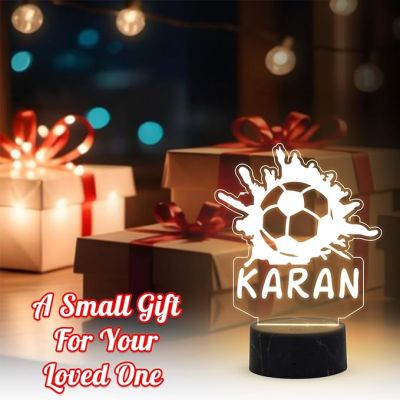 Personalized Football Night Lamp with Warm White Light Customized Name Birthday Gifts for Footballer Men Women Player Showpiece for Kids Room, Home, Living Room Decor Gift for Sports Lovers