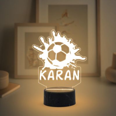 Personalized Football Night Lamp with Warm White Light Customized Name Birthday Gifts for Footballer Men Women Player Showpiece for Kids Room, Home, Living Room Decor Gift for Sports Lovers