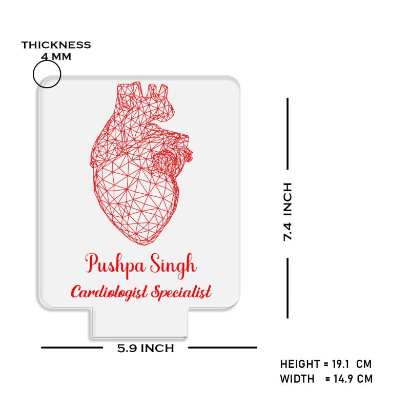 Cardiologist Specialist Doctor Night Lamp with Warm White Light Customized Name Thankyou Gift for Heart Surgeon Doctor & Home Clinic Decor Lamp