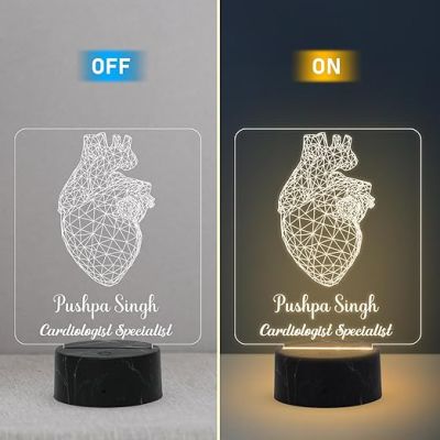 Cardiologist Specialist Doctor Night Lamp with Warm White Light Customized Name Thankyou Gift for Heart Surgeon Doctor & Home Clinic Decor Lamp