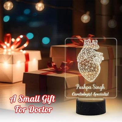 Cardiologist Specialist Doctor Night Lamp with Warm White Light Customized Name Thankyou Gift for Heart Surgeon Doctor & Home Clinic Decor Lamp