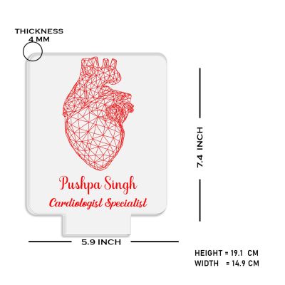 Cardiologist Specialist Doctor Night Lamp with Warm White Light Customized Name Thankyou Gift for Heart Surgeon Doctor & Home Clinic Decor Lamp