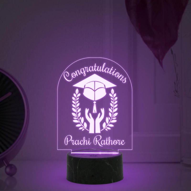 Congratulations On Your Graduation Night Lamp with Multicolored Light Customize Name Gift for Collage Students Gift for Doctor, Law Students, Engineers, Nurse, CA
