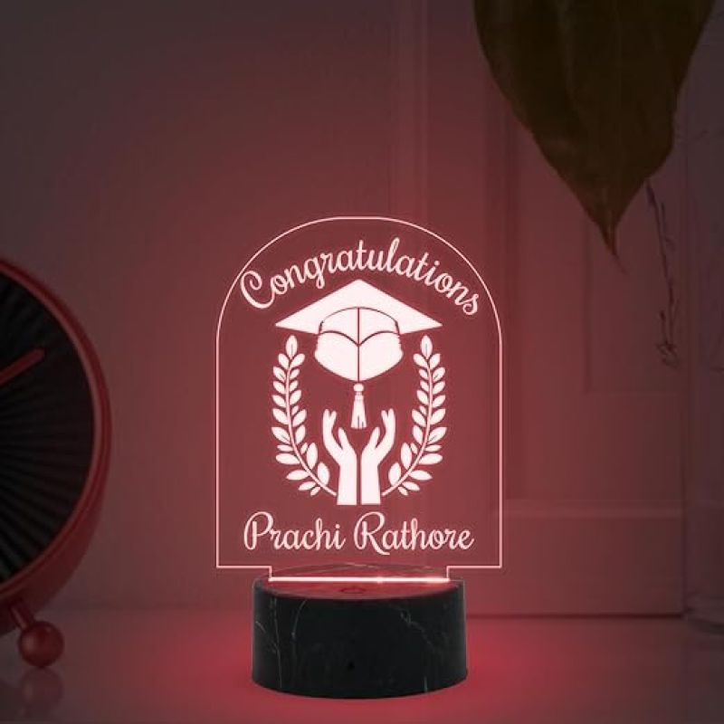 Congratulations On Your Graduation Night Lamp with Multicolored Light Customize Name Gift for Collage Students Gift for Doctor, Law Students, Engineers, Nurse, CA