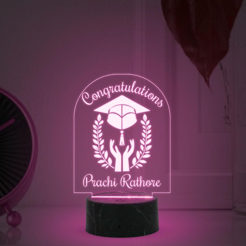 Congratulations On Your Graduation Night Lamp with Multicolored Light Customize Name Gift for Collage Students Gift for Doctor, Law Students, Engineers, Nurse, CA