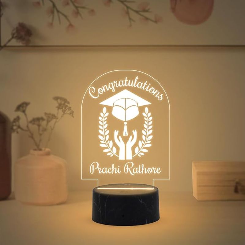Congratulations On Your Graduation Night Lamp with Warm White Light Customize Name Gift for Collage Students Gift for Doctor, Law Students, Engineers, Nurse, CA