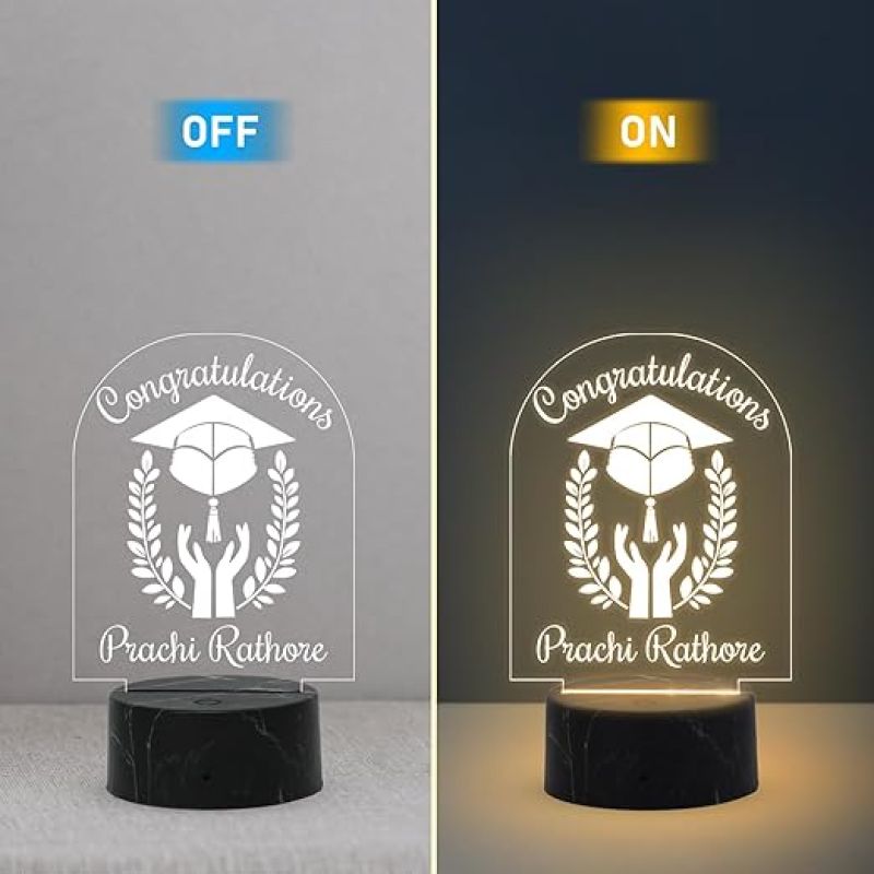 Congratulations On Your Graduation Night Lamp with Warm White Light Customize Name Gift for Collage Students Gift for Doctor, Law Students, Engineers, Nurse, CA