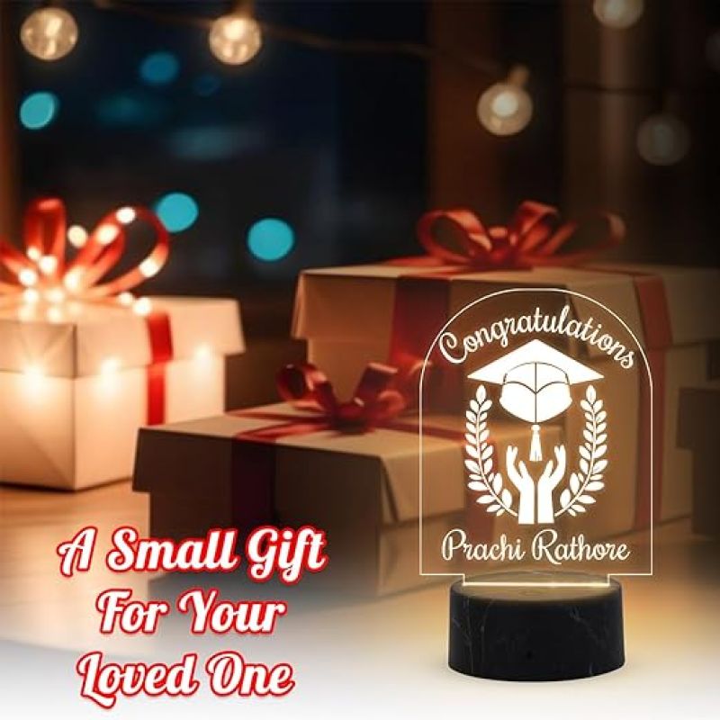 Congratulations On Your Graduation Night Lamp with Warm White Light Customize Name Gift for Collage Students Gift for Doctor, Law Students, Engineers, Nurse, CA
