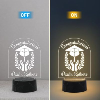 Congratulations On Your Graduation Night Lamp with Warm White Light Customize Name Gift for Collage Students Gift for Doctor, Law Students, Engineers, Nurse, CA