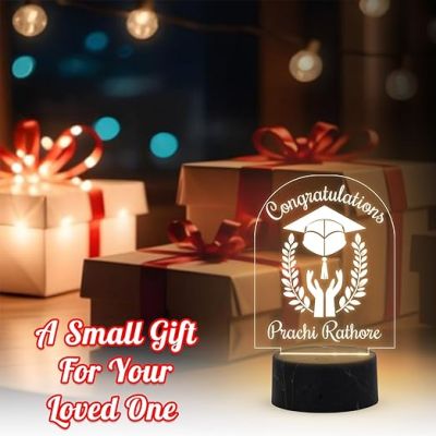 Congratulations On Your Graduation Night Lamp with Warm White Light Customize Name Gift for Collage Students Gift for Doctor, Law Students, Engineers, Nurse, CA